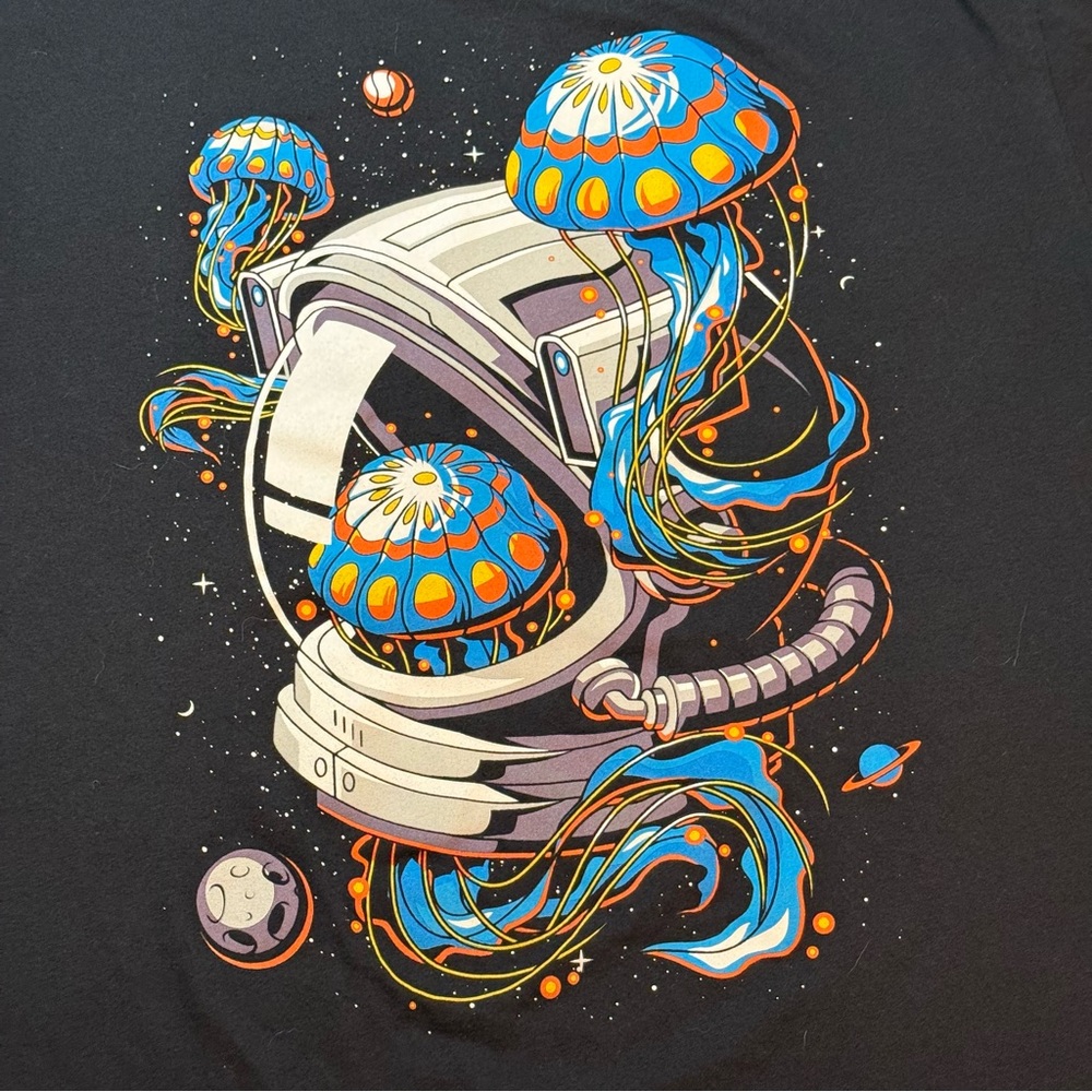 INTO THE AM astronaut graphic tee black XL spacecore festival streetwear